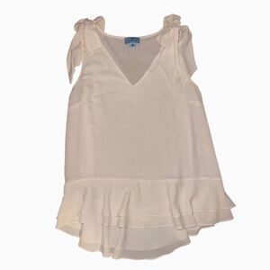 CeCe Nordstrom Bow-Tie Straps Cream Off-White Flowy Swing V-Neck Tank Top M